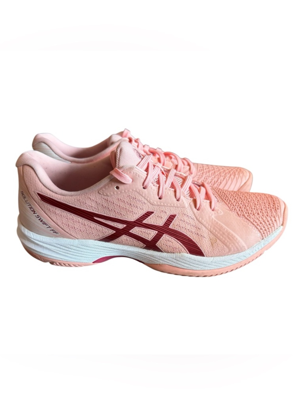Asics Peach Pink Women's Running Shoes with Maroon Logo9.5